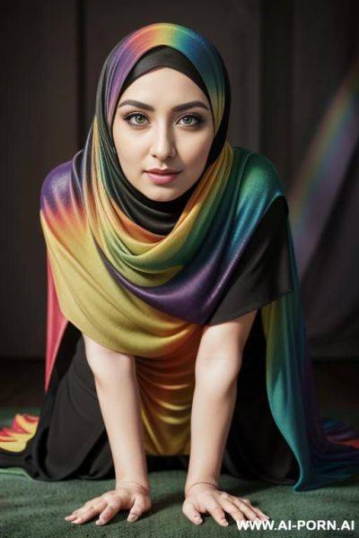 (((mu, rainbow hijab, black hair, green eyes, 1 old years))), ((uniform military)) - ai-porn.ai on pornsimulated.com