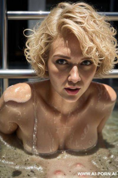 Short blonde short hair nude, wet body, soaking, - ai-porn.ai on pornsimulated.com