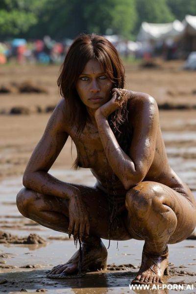 A woman unconscious in mud - ai-porn.ai on pornsimulated.com