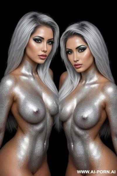 Photo of multiple gorgeous brazilian bimbos completely covered in silver bodypaint - ai-porn.ai - Brazil on pornsimulated.com