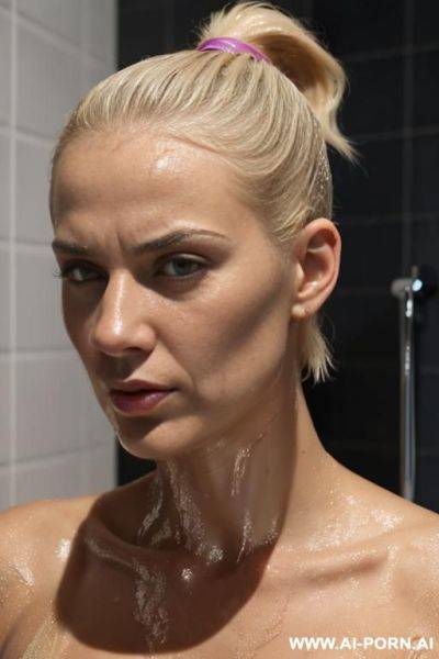 Short blonde short hair nude, wet body, soaking, - ai-porn.ai on pornsimulated.com