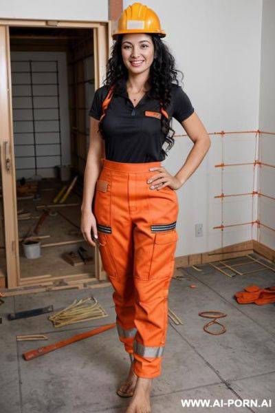 Construction house, woman barefoot-barefoot, - ai-porn.ai on pornsimulated.com