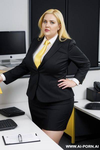 Black suit! black skirt! yellow-yellow tie, black shoes-shoes! - ai-porn.ai on pornsimulated.com