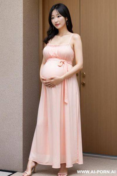 Japanese woman, ((detailed face)), pregnant, wearing a sundress - ai-porn.ai - Japan on pornsimulated.com