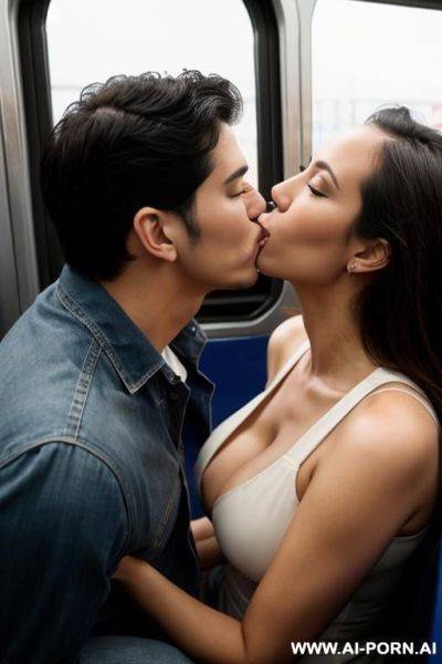 A couple kissing on a train - ai-porn.ai on pornsimulated.com