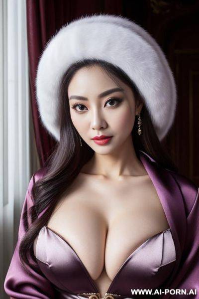 Satin, winter clothes, silk, palace, beautiful face, perfect body, big eyes, big breasts, chinese, detail, seductive, rich lady, royal, auber - ai-porn.ai - China on pornsimulated.com