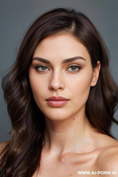 Id photo style, square shaped face, big full puffy lips, high cheekbones, pointy chin, strong jawline, oval shaped face - ai-porn.ai on pornsimulated.com