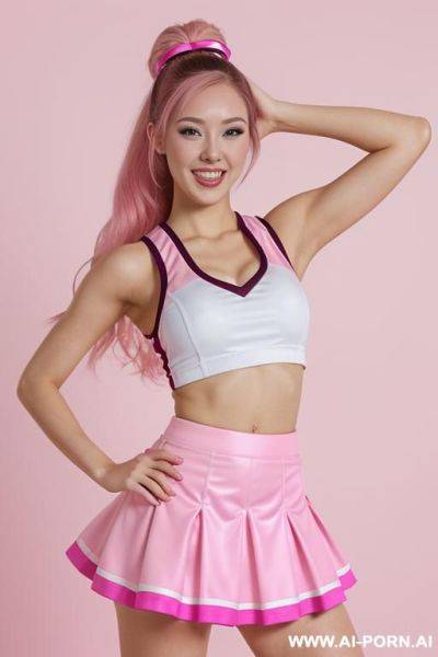 Half-korean and half-japanese and 15cm tall, wearing a cheerleader outfit that is both sy and sexy and has a deep, plunging neckline . her figure is absolutely perfect - a narrow waist that - ai-porn.ai - Japan - North Korea on pornsimulated.com