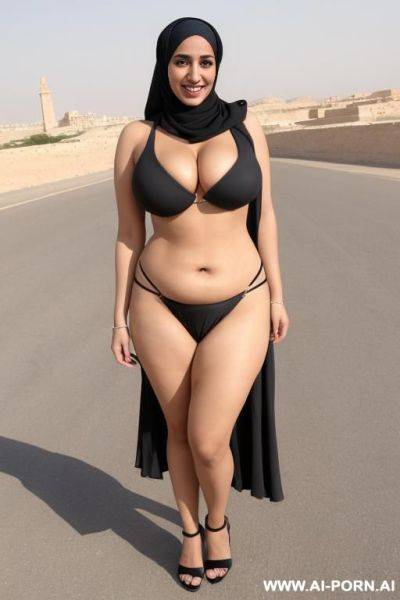 Typical suez landscape, hijab, huge massive boobs, topless, typical arabic skirt - ai-porn.ai on pornsimulated.com