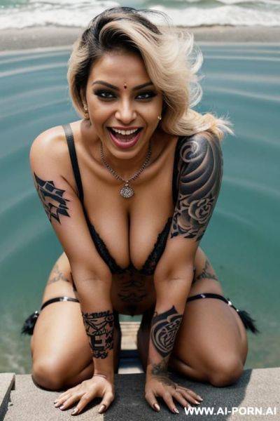 Indian woman naked on knees with her mouth open - ai-porn.ai - India on pornsimulated.com