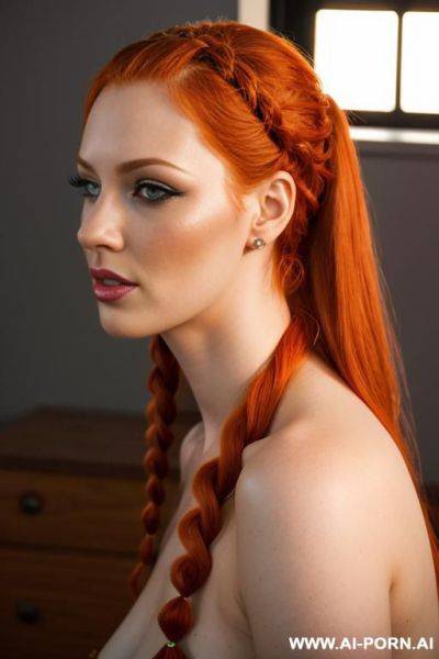 Ultrarealistic, braided ginger tails, blowjob - ai-porn.ai on pornsimulated.com