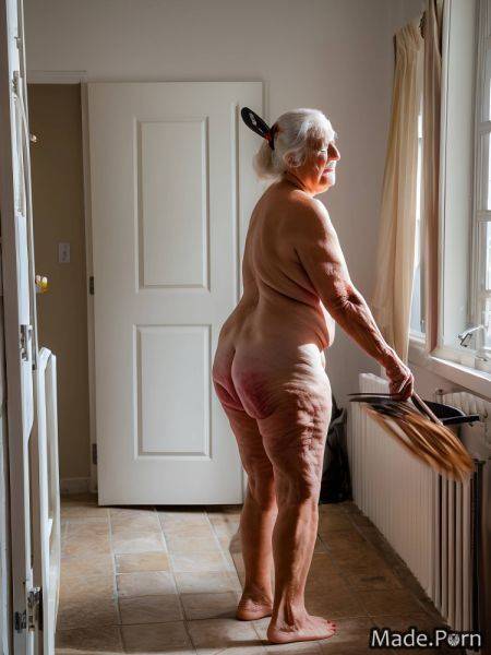 Nude collarbone black high ponytail white hair thick thighs big hips AI porn - made.porn on pornsimulated.com