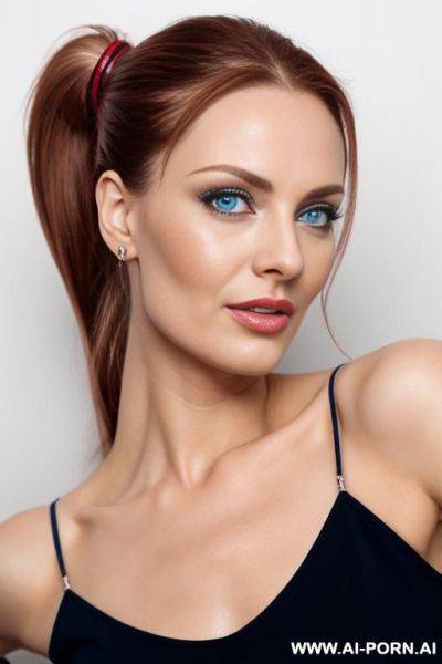 Polish typical woman with a ponytail. blue eyes - ai-porn.ai - Poland on pornsimulated.com