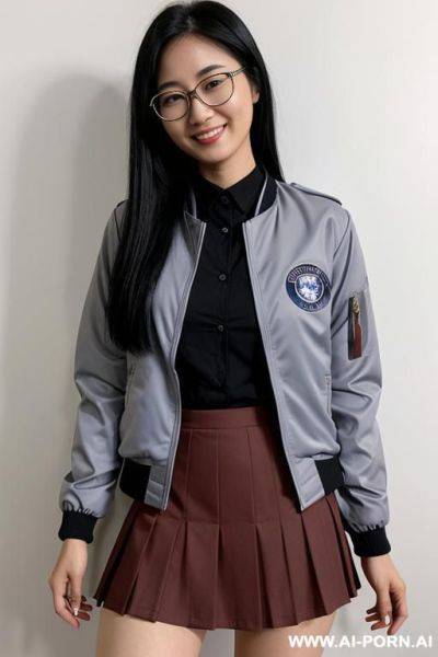 Young asian woman with fairer skin and round rimmed glasses - ai-porn.ai on pornsimulated.com