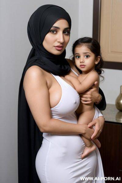 Hijabi scared milf with naked niece on arms - ai-porn.ai on pornsimulated.com