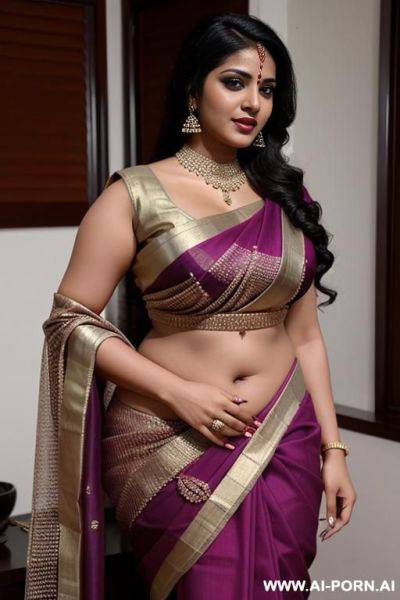 Curvy indian wife in saree banged by two men - ai-porn.ai - India on pornsimulated.com