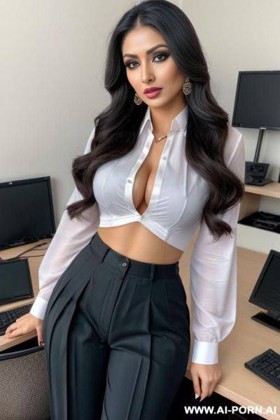 Office pleated pants, indian, perse, latina, sexy makeup - ai-porn.ai - India on pornsimulated.com