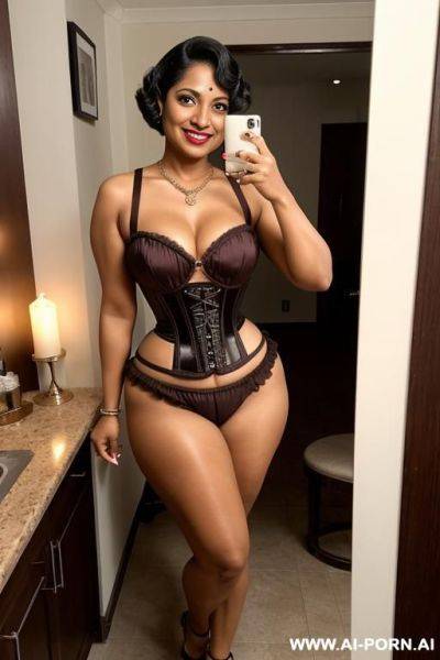 The outfit is very tight on my curves, so it’s showing everyg. very low cut to show off all my cleavage. it’s really short too, so my butt and legs are all on view. the shoes give me plenty of h. - ai-porn.ai on pornsimulated.com