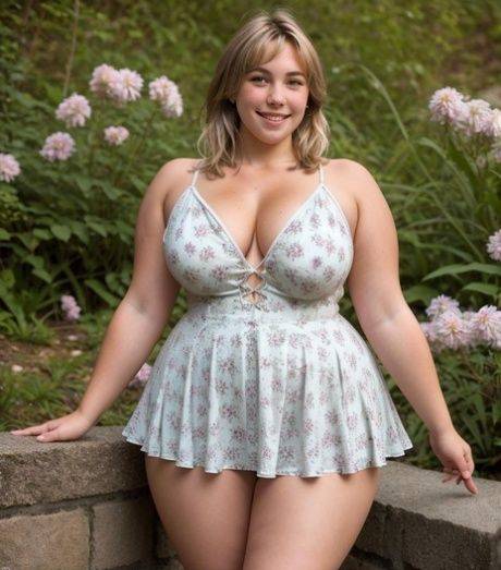 Chubby AI generated teen lets out her huge juggs and juicy cunt outdoors - pornpics.com on pornsimulated.com