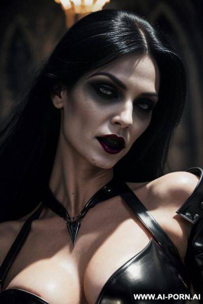 Vampire, leather skirt, ((topless)), extreme closeup - ai-porn.ai on pornsimulated.com