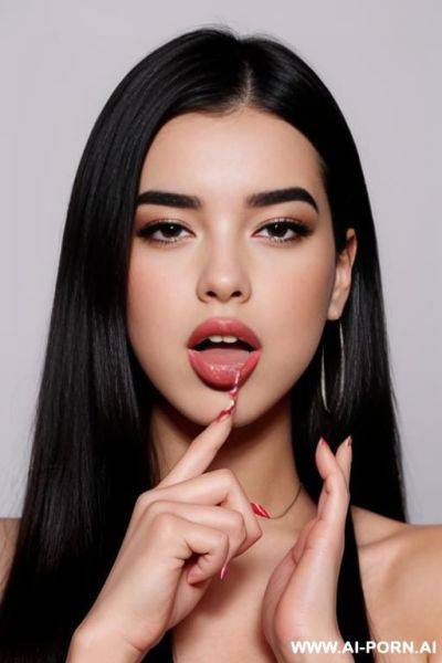 Dualipa-like blowing kiss to camara, bitting her lower lip - ai-porn.ai on pornsimulated.com