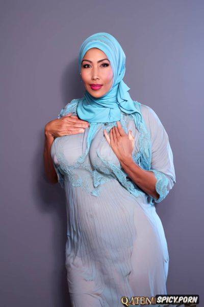 Stunning middle east lady, hijab, very large breast, solid pastel color background - spicy.porn on pornsimulated.com