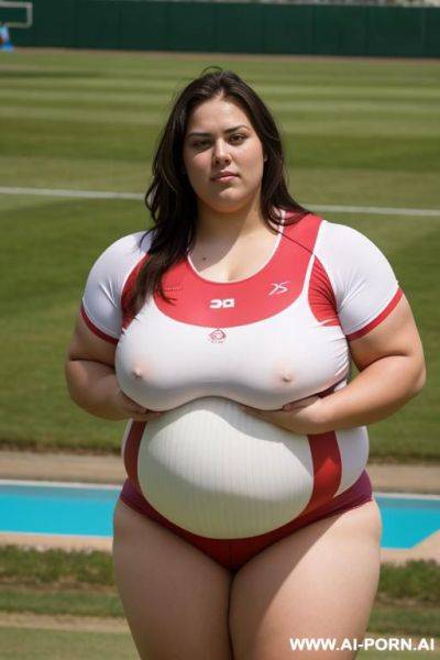 Beautiful female shotputter, obese, buxom, sexy, attractive - ai-porn.ai on pornsimulated.com