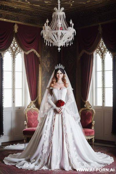 Wedding night, white negligee, white nightgown, white corset, white wedding lingerie - ai-porn.ai on pornsimulated.com