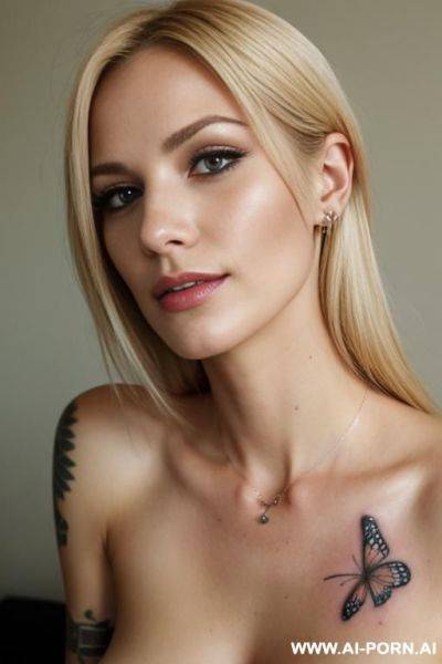 Small blond with butterflie tattoo on her throat - ai-porn.ai on pornsimulated.com