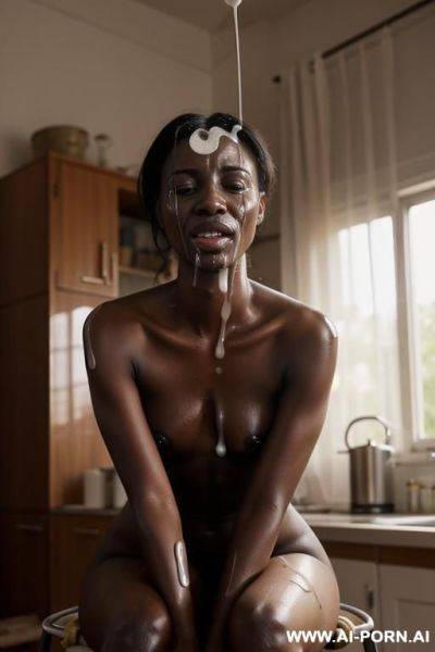 1 woman sitting naked on a kitchen chair in a old soviet-style apartment - ai-porn.ai on pornsimulated.com