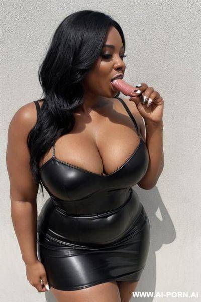 Licking fingers, black, curvy body - ai-porn.ai on pornsimulated.com