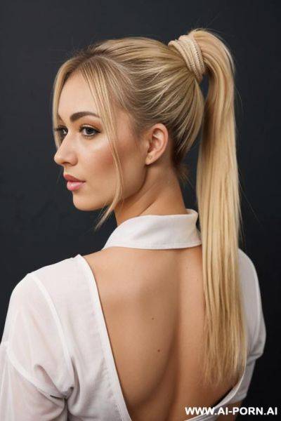 Joven mujer rubia desnuda ríe shibari - ai-porn.ai on pornsimulated.com