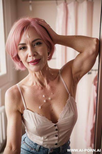 Old, heavy make up, pink hair - ai-porn.ai on pornsimulated.com