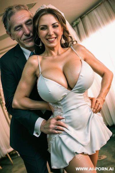 ((((view fish eye lens view)))) ((((an oldman hugging boobs the wife)))) at de wedding celebration ((((hottie italian wife 30 years old)))) lot jacket men looks at her close up around spilling - ai-porn.ai - Italy on pornsimulated.com