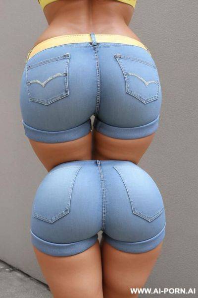 Tight booty denim shorts, bent over, full body shot - ai-porn.ai on pornsimulated.com