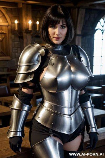 (((fully clothed in a armor outfit))), gigantic breasts, massive breasts, extremely gigantic boobs, perfectly round firm butt, big lips, perfect breasts, aroused, elegant hips, tapered waist, gigantic - ai-porn.ai on pornsimulated.com
