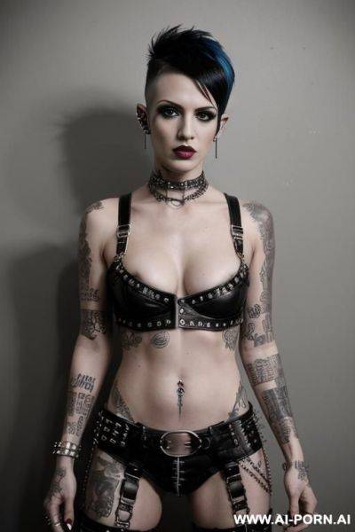 Completly naked, bad woman, punk woman, serious, vi from arcane serie - ai-porn.ai on pornsimulated.com
