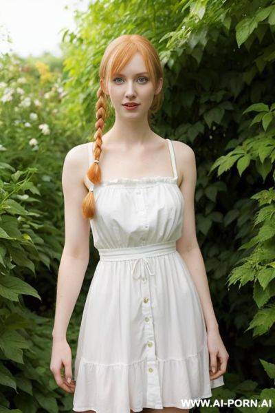 In a white sundress, in garden - ai-porn.ai on pornsimulated.com
