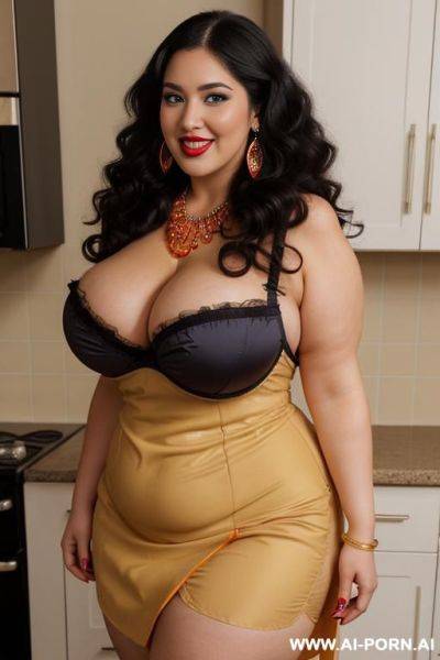 Bimbo, fated up, long ((fluffy curly)) hair, eating snack, wide body, chubbier , sexy woman, big belly, giant boobs, (gigantic massive boobs), thick dark red lips, open mouth ahegao, ((colorful - ai-porn.ai on pornsimulated.com