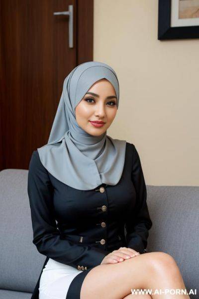 Busty, hijab, legs crossed - ai-porn.ai on pornsimulated.com