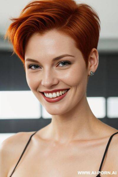 Ginger sohrt hair, tall, pixiecut, - ai-porn.ai on pornsimulated.com