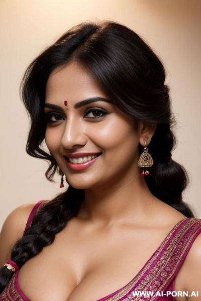 Indian woman, sexy makeup, busty, face close up - ai-porn.ai - India on pornsimulated.com