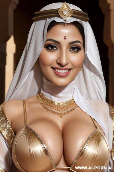 Arab woman, hijab, ((sexy makeup)), busty, face close up - ai-porn.ai on pornsimulated.com