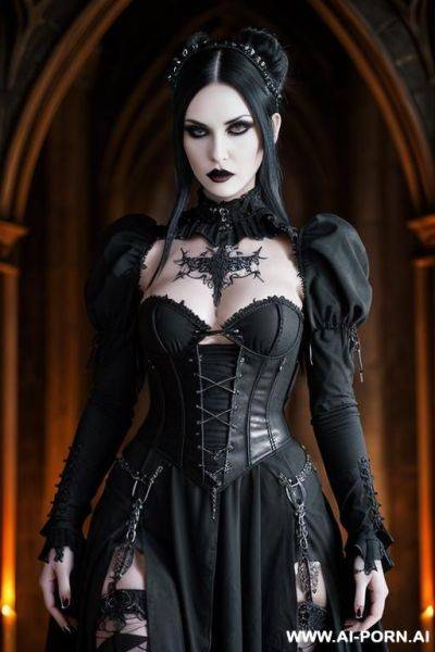 Gothic woman, open dress revealing naked breast and pussy, seducing on throne - ai-porn.ai on pornsimulated.com