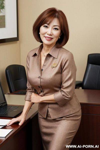 A beautiful gilf woman, wear a uniform, - ai-porn.ai on pornsimulated.com