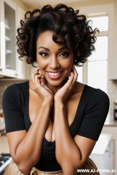 Black woman, waist, beautiful eyes - ai-porn.ai on pornsimulated.com