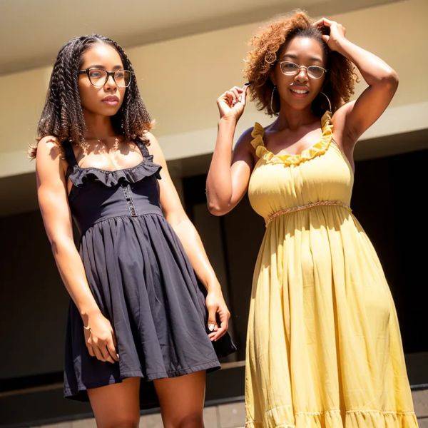 Black people, ,(2women:2),elder,(RAW photo, best quality, masterpiece:1.1), (realistic, photo-realistic:1.2), ultra-detailed, ultra high res, physically-based rendering,long hair,curly hair,green - pornmake.ai on pornsimulated.com