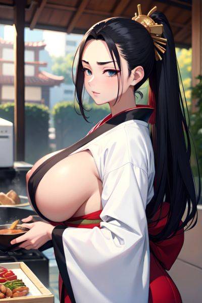 Anime Busty Huge Boobs 18 Age Serious Face Black Hair Slicked Hair Style Light Skin Soft Anime Street Back View Cooking Kimono 3666909077101813250 - AI Hentai - aihentai.co on pornsimulated.com