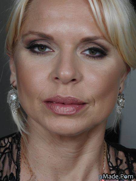 Jewelry seduction blue lipstick slicked hair blonde gigantic boobs AI porn - made.porn on pornsimulated.com