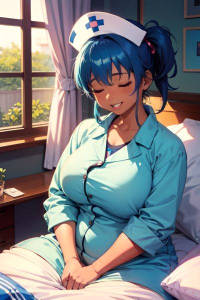 Anime Chubby Small Tits 80s Age Laughing Face Blue Hair Pixie Hair Style Dark Skin Watercolor Bedroom Close Up View Sleeping Nurse 3667519820557279536 - AI Hentai - aihentai.co on pornsimulated.com